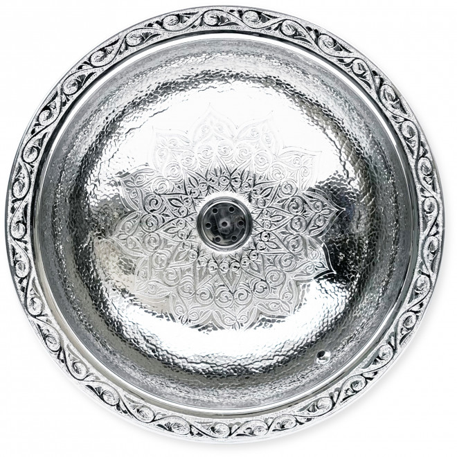 Marokkanisches Waschbecken Rund versilbertes Messing FES