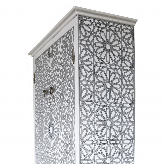 Orientalischer Schrank SETTASCHIA weiss/grau