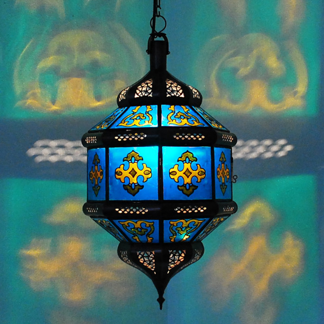 Marokkanische Hängeleuchte "Zowak" Turkis