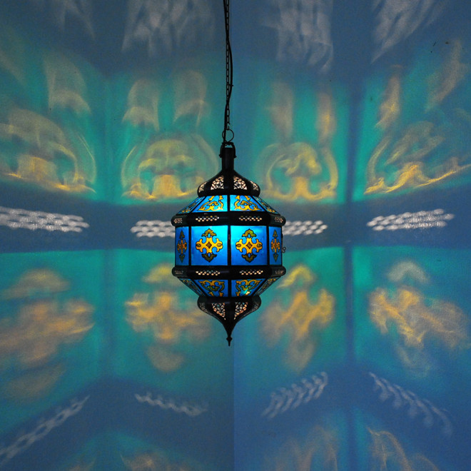 Marokkanische Hängeleuchte "Zowak" Turkis