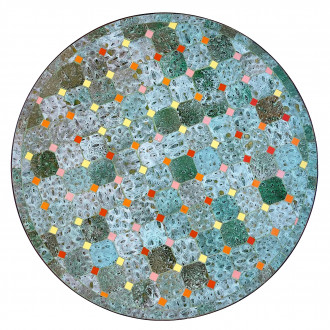 Kacheltisch aus Marokko TAUS Ø60cm Patchwork-Türkis