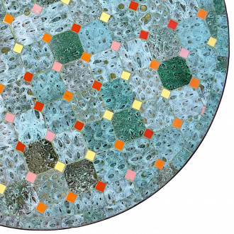 Kacheltisch aus Marokko TAUS Ø60cm Patchwork-Türkis