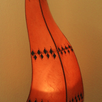 Orientalische Lederlampe CHEVAL orange H76cm