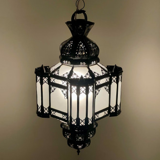 Marokkanische Hängelaterne MULAOULIDAT H45 Milchglas