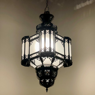 Marokkanische Hängelaterne MULAOULIDAT H45 Milchglas