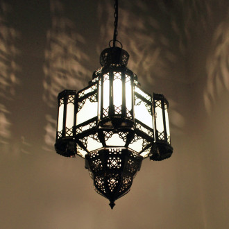 Marokkanische Hängelaterne MULAOULIDAT H45 Milchglas