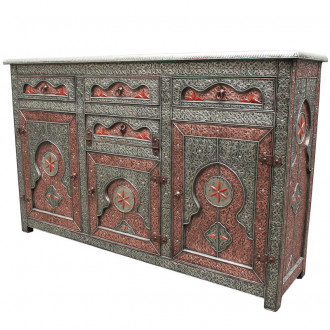 Orientalischer Schrank "Khalifa" Massiv mit Metall verkleidung.
