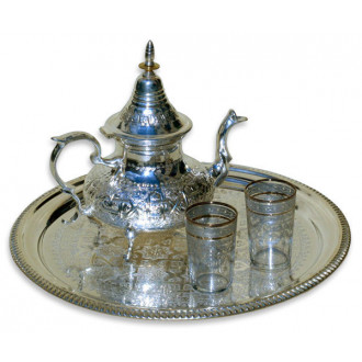 Orientalisches Teetablett D50cm Silber
