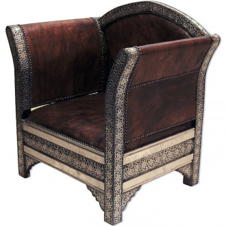 Orient Sessel "Kasbah" Echtleder, Silbermetall