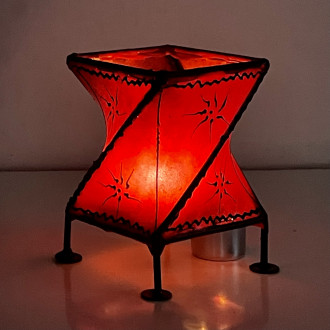 Orientalisches Windlicht aus Leder CROISÈ rot