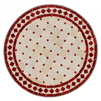 Mosaiktisch D60cm -Beige/Bordeaux-