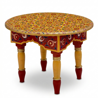 Orientalischer Handbemalter niedriger Teetisch MIDA rot
