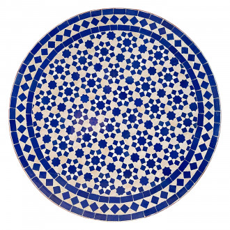 Marokkanischer Mosaiktisch TARSIA blau D60cm