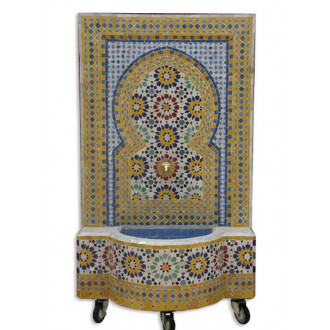 Springbrunnen aus Mosaiksteine "Ankabut" 130x70 cm Blau/Gelb