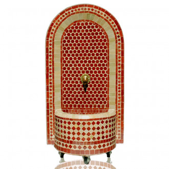 Marokkanischer Gartenbrunnen Marrakech H120cm Bordeaux/Beige