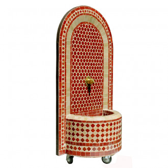 Marokkanischer Gartenbrunnen Marrakech H120cm Bordeaux/Beige