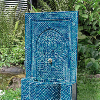Marokkanischer Gartenbrunnen OCEANBLAU 130cm