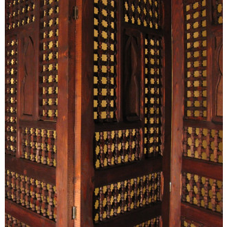 Orientalischer Raumtrenner "Mosharabia" aus Vollem Holz, H180 x B200cm.