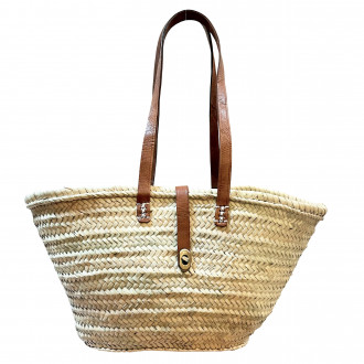 Korbtasche mit Ledergriffe und schließer LOUISE-Klein