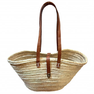 Korbtasche mit Ledergriffe und schließer LOUISE-Klein