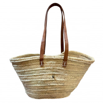 Korbtasche mit Ledergriffe und schließer LOUISE-Klein