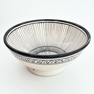 Marokkanische Keramikschüssel Ø20 cm Schwarz Weiß – handbemalt ZEBRA
