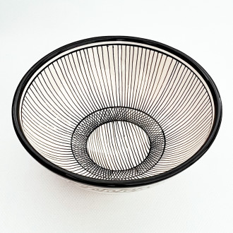 Marokkanische Keramikschüssel Ø20 cm Schwarz Weiß – handbemalt ZEBRA