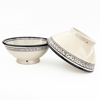 Marokkanische Keramikschüssel Ø20 cm Schwarz Weiß – handbemalt ZEBRA