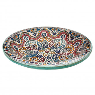 Marokkanische Bunte Keramikschale handbemalt FES-11 Ø40cm