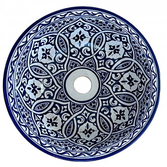 Marokkanisches Keramik-Waschbecken Blau Ø35 cm
