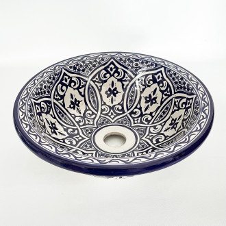 Marokkanisches Keramik-Waschbecken Blau Ø35 cm