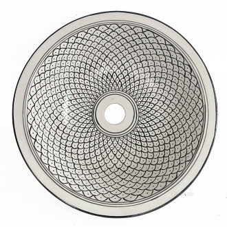 Handbemaltes Waschbecken Schwarz-Weiss Ø35 cm