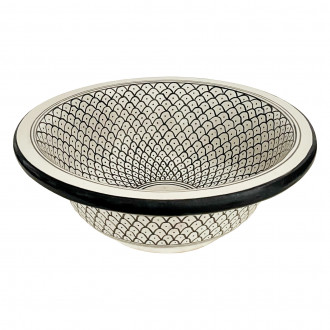 Handbemaltes Waschbecken Schwarz-Weiss Ø35 cm