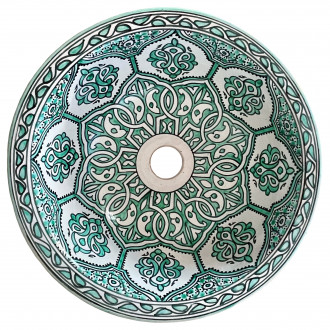 Handbemaltes Waschbecken Gün-Weiss Ø35 cm