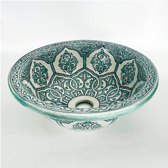 Handbemaltes Waschbecken Gün-Weiss Ø35 cm