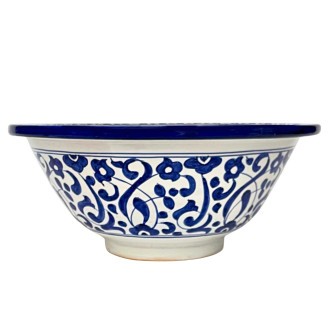 Orientalisches Waschbecken handbemalt aus Keramik FES-VII Blau D40cm