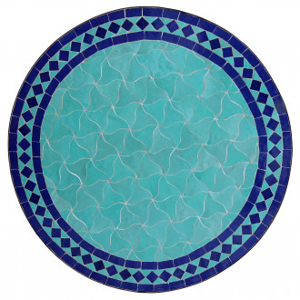 Marokkanischer Mosaiktisch HILAL Blau/Türkis D60cm