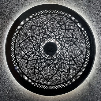 Orientalische Messing Wandlampe DORA ZWAK Silber Ø80cm