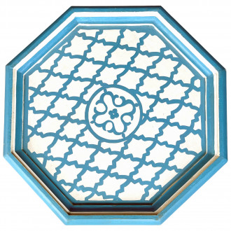 Marokkanicher Beistelltisch hellblau-Weiß Achteckig