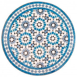 Marokkanischer Mosaiktisch Ankabut Türkis/grau D60cm