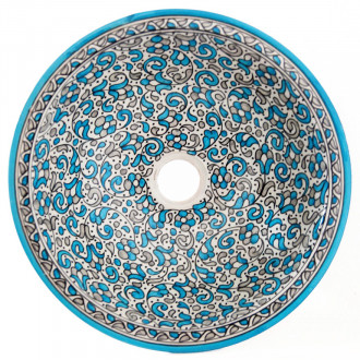 Marokkanisches handbemaltes Keramik-Waschbecken FES-IX D40cm