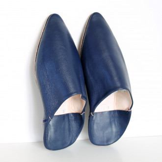 Marokkanische Leder Babouche FEZ Blau Gr. 40-44