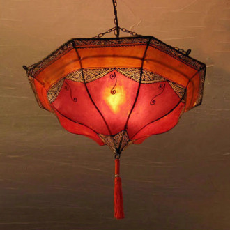 Henna-Hängelampe "Kenza" D 54cm, rot/orange