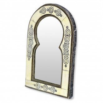 Marokkanischer Spiegel mit Kamelornamente weiss H30cm