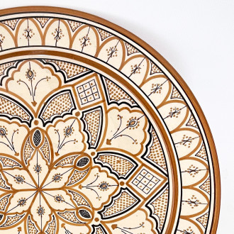 Handbemalter Keramikteller aus Marokko Goldbraun Ø40cm