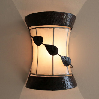 Marokkanische Leder Wandlampe WARDA natur
