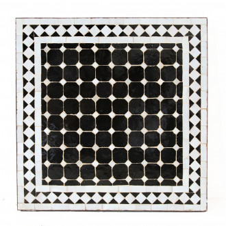 Marokkanischer Bistrotisch MOSA10 quadratig (60x60)cm Schwarz / Weiß aus Mosaikfliesen