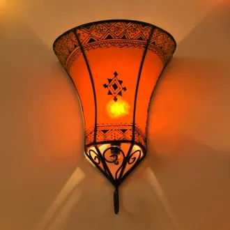 Marokkanische Leder- Wandlampe NAKOS-Orange