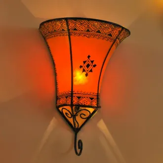 Marokkanische Leder- Wandlampe NAKOS-Orange