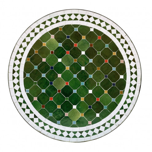 Runder marokkanischer Mosaiktisch Grün Ø60 cm